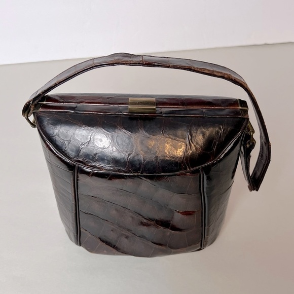 Vintage Authentic Bass Alligator Brown Small Bag - Picture 3 of 14
